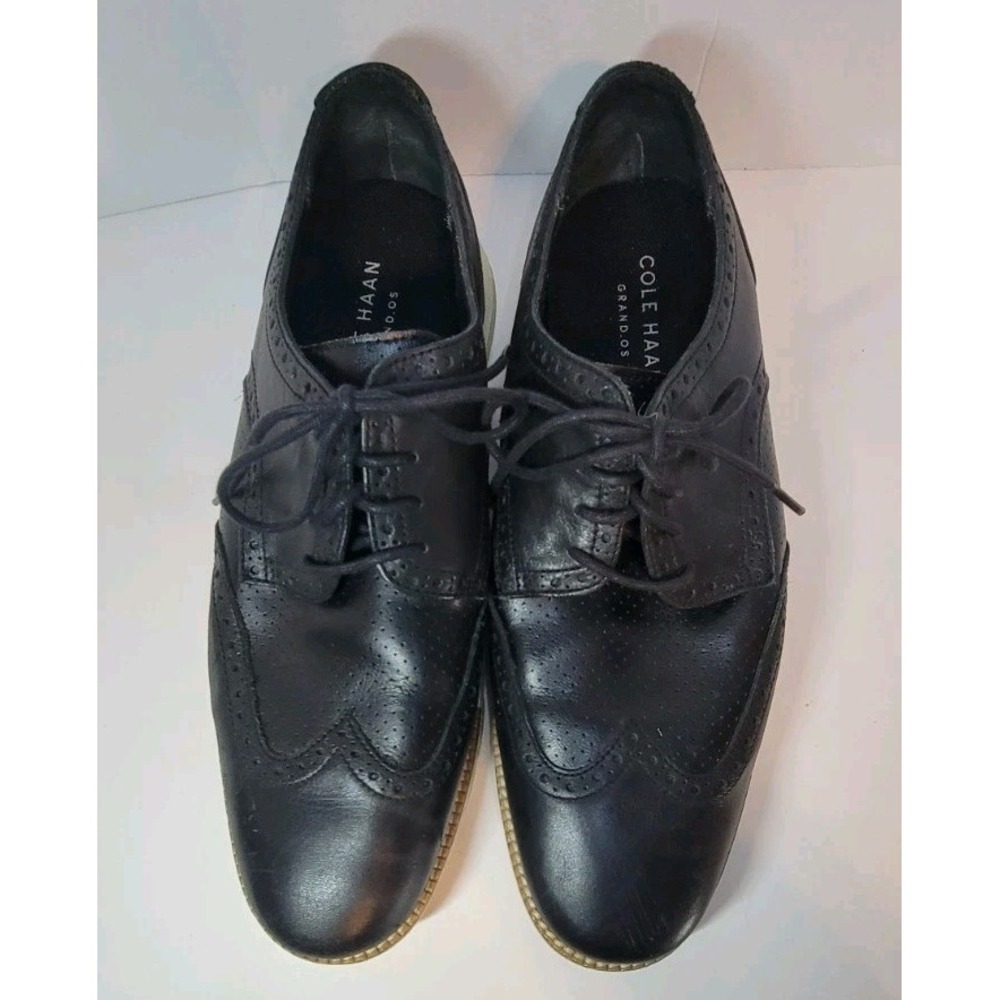 Cole Haan Grand Os Wingtip Oxford Shoes Mens size 10  Black Dress Shoes